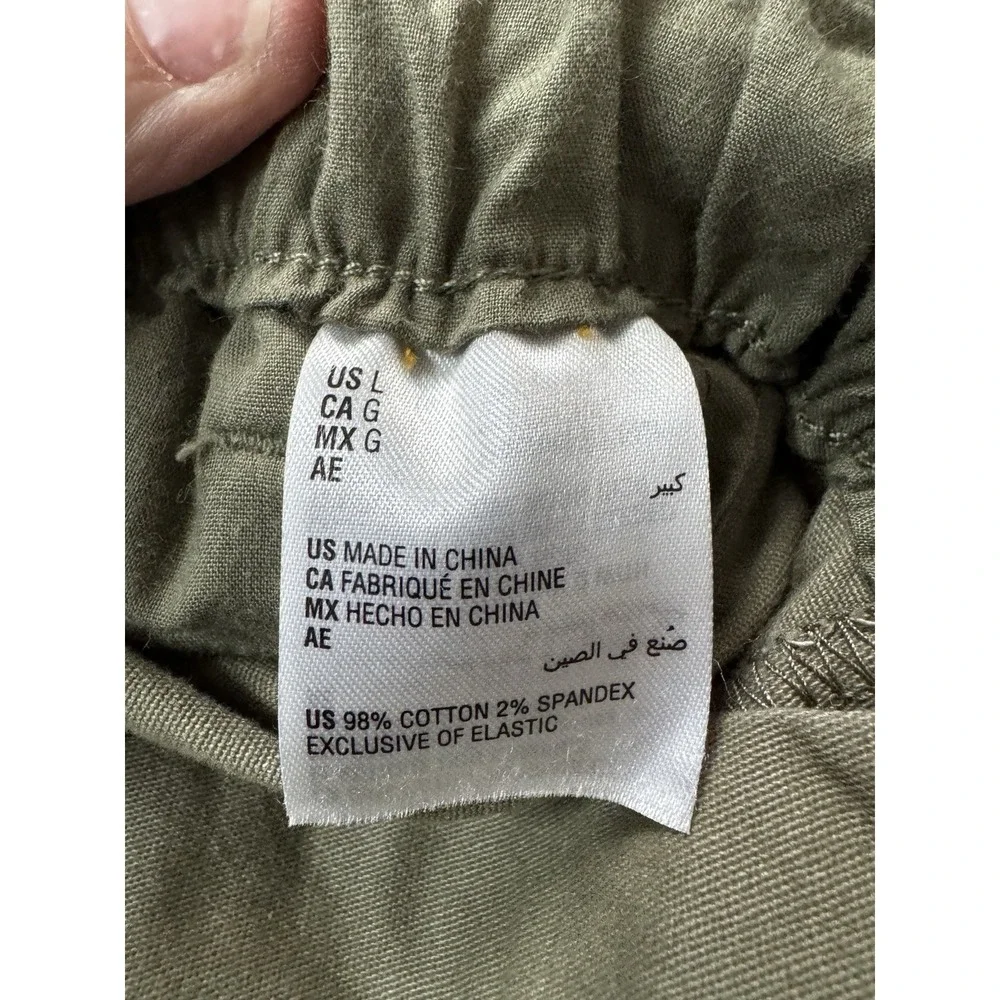 AND NOW THIS Olive Green Paperbag Waist Mini Skirt Women's Size L Utility Casual